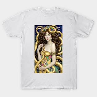 Gustav Klimt's Serpentine Embrace: Women in Snake Affection T-Shirt